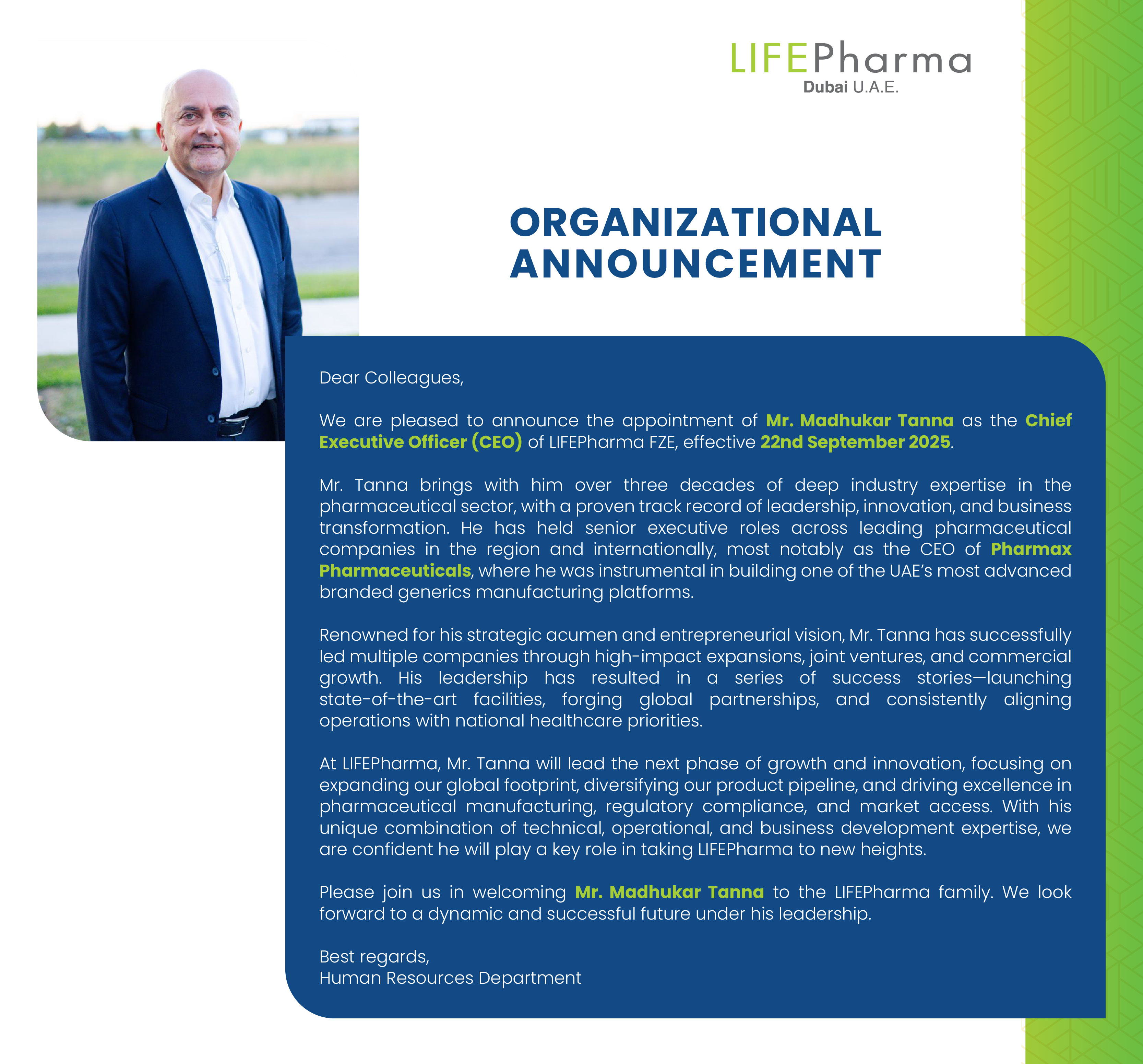 Organizational Announcement